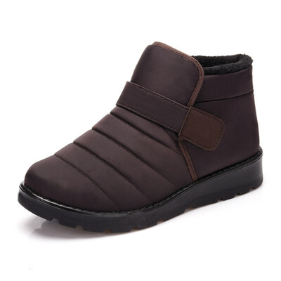 

New Fashion Men Boots High Quality Waterproof Ankle Snow Boots Shoes Warm Fur Plush Hook & Loop Winter Shoes Free Shipping