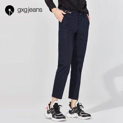 

Gxgjeans mens spring green embroidery embroidery straight straight slim casual pants cotton trend 181602211 navy blue