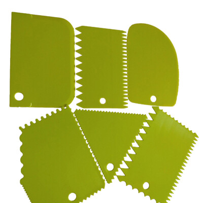 

6 PcsSet Cake Scraper Edge Decorating Cutters Set Comb & Icing Smoother for Bread Dough Fondant Tool