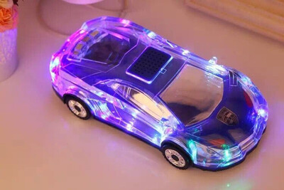 

LED light bluetooth speaker car model colorful lights wireless audio crystal TF card U disk player headset output speakers MP3