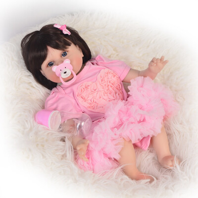 

22 Inch Reborn Newborn Doll Soft Silicone Realistic Princess Toy Baby Doll For Girl Kids Christmas Gift Bedtime Playmate