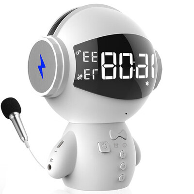 

Portable Bluetooth Speaker LED Display Alarm Clock FM Radio K Song mic Subwoofer Robot Sound Player Phone Charging Treasure MP3