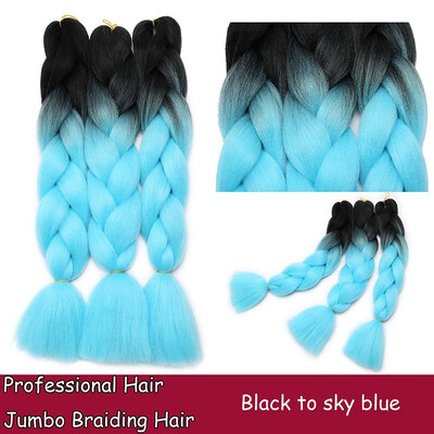 

24 Inches Braiding Hair Ombre for crochet Hair Weave with Synthetic&Twist Braiding Hair Extensions Dark black 100gpc