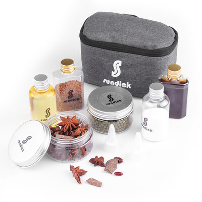 

7 PCS Spice Cruets Set Travel Size Salt Bottle BBQ Sauce Container Anise Bottle Storage Bag Set for Camping Hiking BBQ Self-drivin