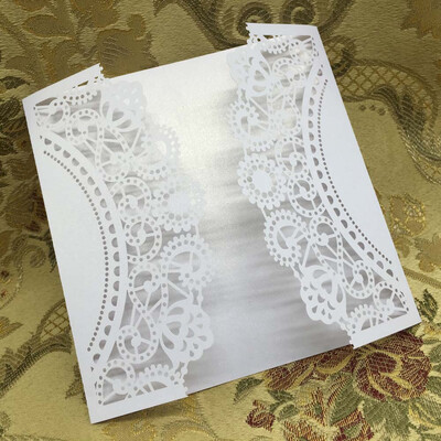 

20 pcs White Laser Cut Wedding Celebration Birthday Party Invitation Card