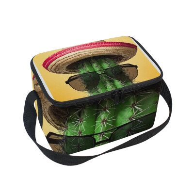 

ALAZA Lunch Box Insulated Cactus Wear Hat Lunch Bag Large Cooler Tote Bagfor Men Women