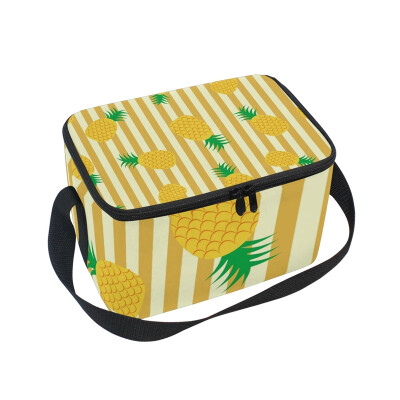 

ALAZA Lunch Box Insulated Lunch Bag Large Cooler Tote Bag Pineapple Stripe for Men Women Girls Boys