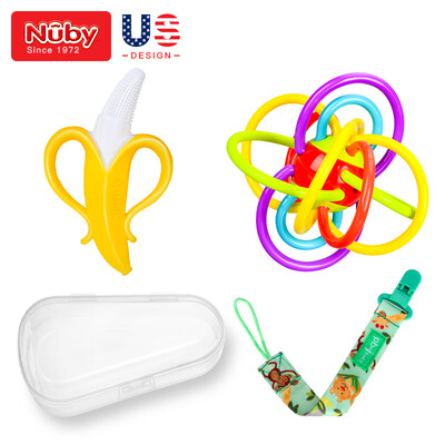

Nuby Mancy ball gum hand catching ball early education toy baby bite chew baby pacifier molar rod American brand 6861