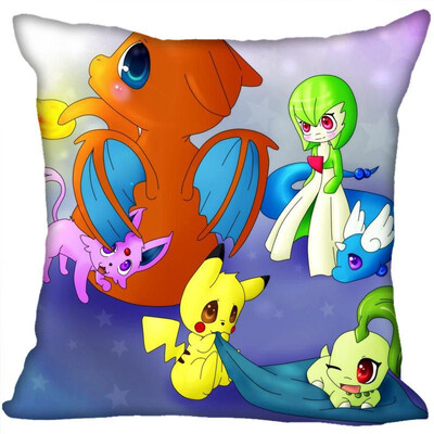 

Pokemon Pillow Cover Bedroom Home Office Decorative Pillowcase Square Zipper Pillow Cases Satin Fabric No Fade