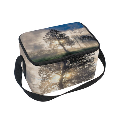 

ALAZA Lunch Box Fog Sky Nature Tree Insulated Lunch Bag Large Cooler Tote Bagfor Men Women