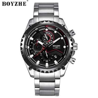 

BOYZHE WL022-G Watch Brand Luminous Waterproof Business Full-automatic Mechanical Men Stainless Steel Wrist Watch with Gift Box