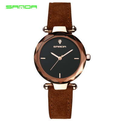 

SANDA P218 Simple Women Watch Leather Quartz Movement Watch Waterproof Casual Clock Wristwatch for Female