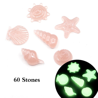 

60pcsBag DIY Home Decor Luminous Sea Conch Shell Starfish Glow in Dark Colorful Pebbles Rocks Stone for Aquarium Fish Tank