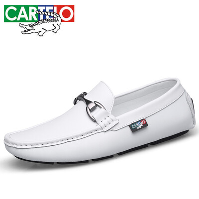 

Cartier crocodile CARTELO leather comfortable non-slip pedals leisure lazy sets of feet peas driving shoes 5102 white 40