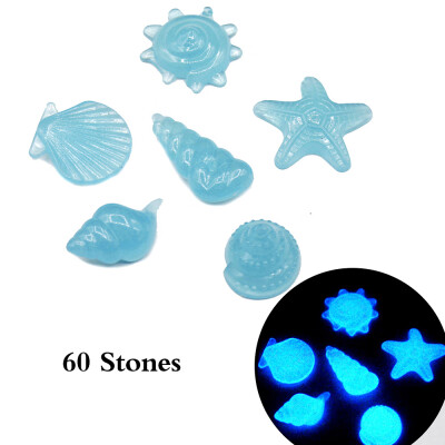 

60pcsBag DIY Home Decor Luminous Sea Conch Shell Starfish Glow in Dark Colorful Pebbles Rocks Stone for Aquarium Fish Tank