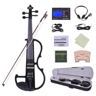 

ammoon Full Size 44 Solid Wood Electric Silent Violin Fiddle Style-2 Ebony Fingerboard Pegs Chin Rest Tailpiece with Bow Hard Cas