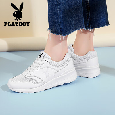 

Playboy PLAYBOY Breathable Korean version of the wild air cushion mesh sports&leisure womens running shoes 0899 White 36