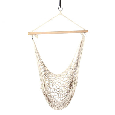 

160KG Safety Cotton Hanging Swing Hammock Chair Canvas Rope Dormitory beige Swinging Chair Outdoor Indoor Camping Cottage Garden