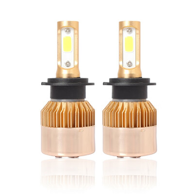 

H7 S2G 2PCS Led Cob LED Chip Car Headlamp 36W 6000k White Light 8000LM Car Bulb Fog Light Gold