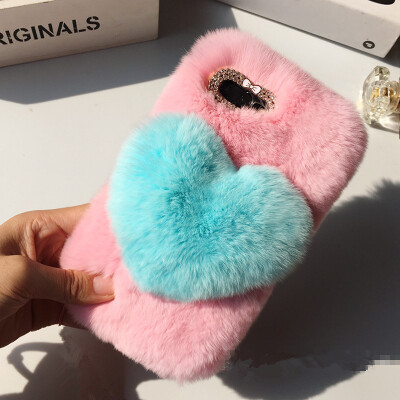 

Love Heart Case For Huawei nova 2 plus Cute Rabbit Cover Hairy Fur Fluffy Phone Case