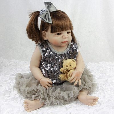 

23 57 cm Lifelike Full Body Silicone Baby Girl Doll Fashion Princess Baby Reborn Doll For Childrens Day Gift Early Education