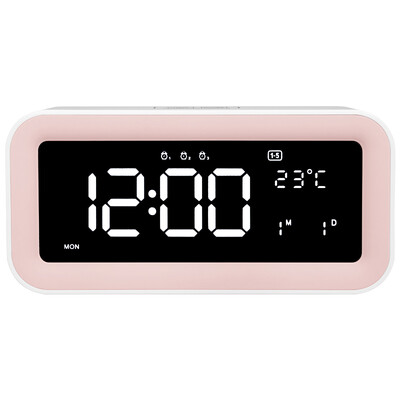 

Han Shi Hense creative large screen multi-function electronic alarm clock music three groups of alarm clock snooze luminous electronic alarm table HA91 pink