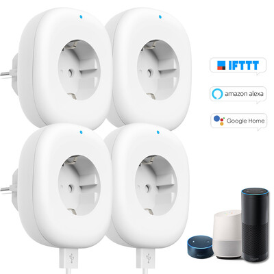 

Wifi Smart Socket Plug with Big OnOff Switch Button USB Port Smart Alexa Outlet Support APP Remote Control
