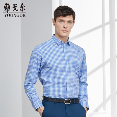 

Youngor shirt mens 2019 spring youth mens casual dress shirt YLDP13129HFY blue 41