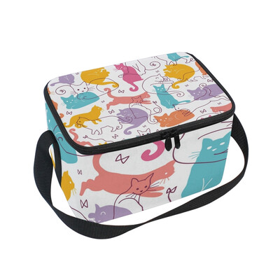 

ALAZA Insulated Lunch Box Colorful Cats Lunch Bag for Men Women Portable Tote Bag Cooler Bag
