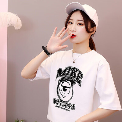 

JOY OF JOY Jingdong womens 2019 summer new Korean ins wild personality half sleeve t-shirt loose casual short-sleeved T-shirt female JWTD191856 white M