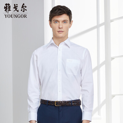 

Youngor shirt mens 2019 spring youth mens casual dress shirt ELVP19001BBA white 38