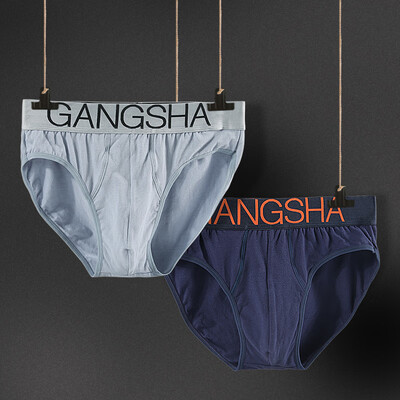 

Gangsha Mens Underwear Stretch Cotton Medium Low Waist Triangle Panties Mens Mixed Color 2 Pack Mixed Color
