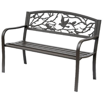 

50 Vintage Bird Pattern Garden Cast Iron Patio Bench - Brown