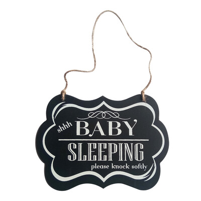 

Wall Hanging Ornament Painted Wood Decorative Shhh Baby Sleeping Door Sign Black Decoration for Home Party Supply Style 2