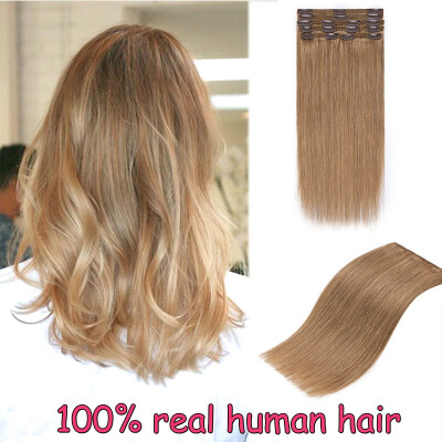 

100 Remy Human Hair Real Thick Clip In Human Hair Extension 8 pcs