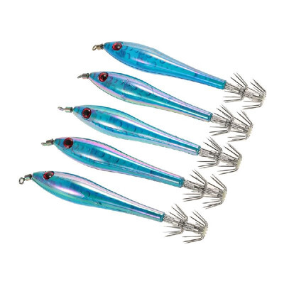 

5pcs 105cm55g Noctilucent Fishing Lures Catch Sea Fishing Squid Lures Hard Bait Shrimp Prawn Fishing Tackle with Squid Hook Jig
