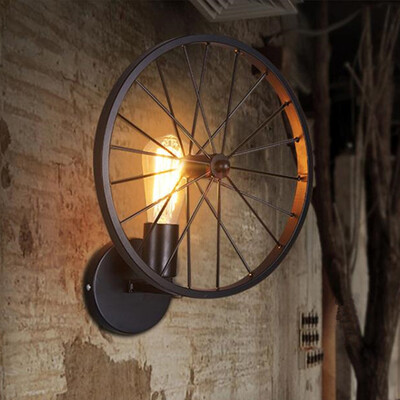 

Vintage Wheel Wall lamp Industrial Style Restaurant Cafe Aisle Corridor LED Creative Personality Hallway Lighting Romantic Warm