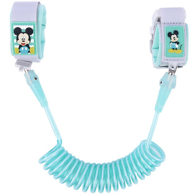 

Disney childrens anti-lost hand with baby anti-lost ring child anti-lost rope child safety ring wristband 18 m traction rope lock Mickey mint green 486
