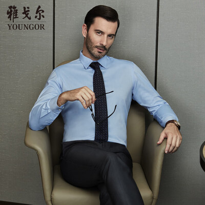 

Youngor shirt mens 2019 spring youth mens casual dress shirt YLDP16384IJA blue 39
