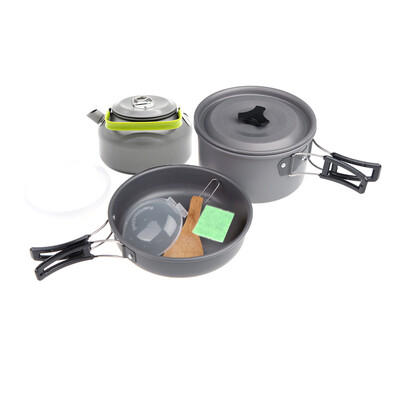

Aluminum Oxide Outdoor Camping Pot Set Hiking Backpacking Cookout Picnic Cookware Teapot Coffee Kettle Set All in One 2 - 3