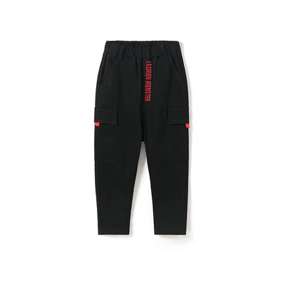 

Yibei Huangcheng boy trousers trend 2019 spring overalls loose casual pants cotton fashion sports wind 1119112056 black 140cm