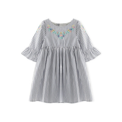 

Cicie self-employed childrens clothing girls dress striped embroidered skirt girls children skirt C91019 blue 11056