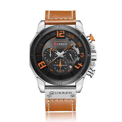 

CURREN Fashion Sport Genuine Leather Men Watches 1ATM Life Water-resistant Quartz Man Watch Relogio Musculino Chronograph