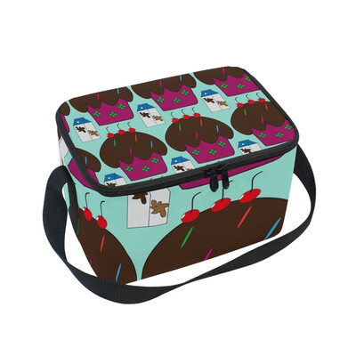 

ALAZA Insulated Lunch Box Cherry Cake Lunch Bag for Men Women Portable Tote Bag Cooler Bag