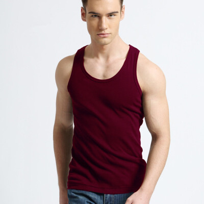 

Mens vest cotton slim bodybuilding sports solid color cotton sweat vest men