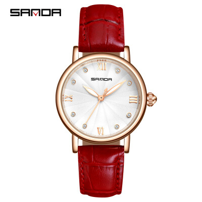 

SANDA P222 Simple Women Watch Leather Quartz Movement Watch Waterproof Casual Clock Wristwatch for Female