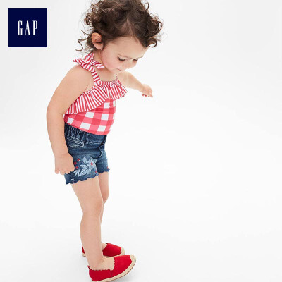 

GAP flagship store childrens embroidery scalloped denim shorts 316214 medium wash 100cm 3T