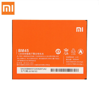 

Original XIAOMI BM45 Replacement Battery For Xiaomi Mi Redmi Note 2 Redrice nota2 Authentic Phone Batteries 3060mAh