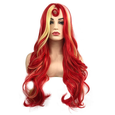 

StrongBeauty Long Wavy Red Yellow Synthetic Wigs Cosplay Wigs Girls Wigs