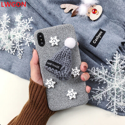 

Applicable iPhone 6 6s Microfiber Christmas Hat Mobile Cover case XR Snowflake